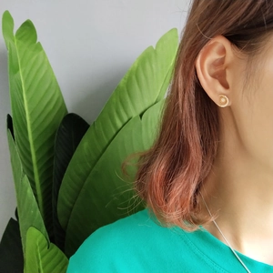 925 silver moon and star stud earrings with gold plating and zircon inlay on earlobe