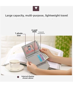 Gray bi-fold wallet interior with one photo slot, six card slots and one cash compartment