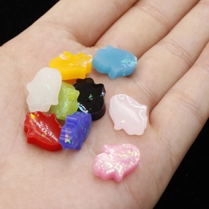 Multi-colored Hamsa hand resin synthetic opal beads 12x14mm for DIY jewelry making