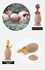 Detail view of hatching dinosaur eggs with realistic textures and detachable bases