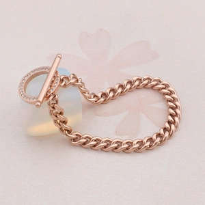 Roségoldenes Panzerarmband für Herren mit funkelndem diamantbesetztem Knebelverschluss