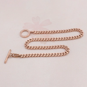 Herren-Panzerarmband in Roségold mit T-Bar-Knebelverschluss und Kristallbesatz