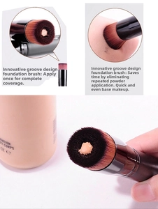 Detail of foundation brush with concave center for liquid storage and even application