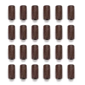 24 perle cilindriche in legno marrone scuro con venature naturali per gioielli fai-da-te