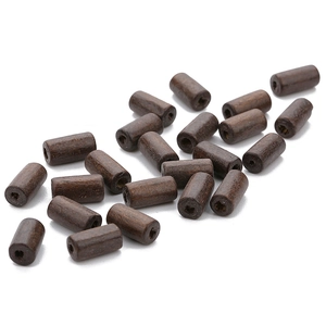 Perline cilindriche in legno marrone scuro con venature naturali per gioielli fai-da-te