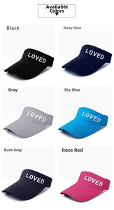 Multiple colors of quick-dry sun visor hats featuring breathable mesh and LOVED letter decor