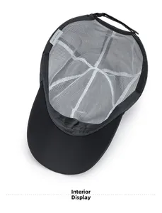 Interior view of sun protection baseball cap showing breathable white mesh lining