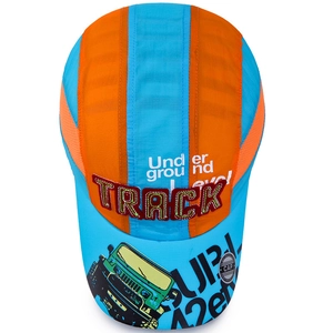 Casquette de sport pour enfants en tissu séchage rapide avec broderie orange et bleue