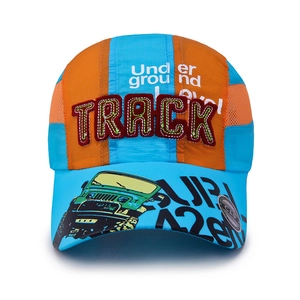 Casquette de baseball séchage rapide pour enfants orange et bleu avec broderie TRACK sport