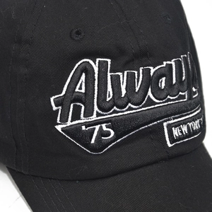 Casquette de baseball noire en coton avec broderie 3D Always '75 et New York City