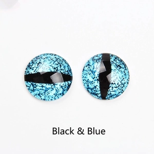 8-12mm round glass dragon eyes cabochons in black blue for DIY jewelry crafts