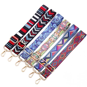 Ethnic style colorful adjustable wide shoulder straps for crossbody bags set of six