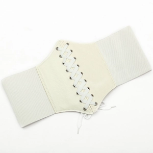Ceinture corset large élastique blanc ivoire avec laçage à œillets pour robes