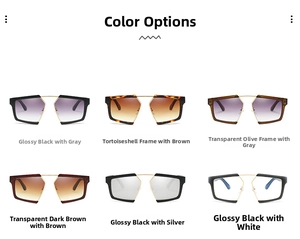Matrix display of polygon sunglasses in gradient grey and tea tones with metal bridge