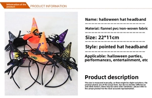 Close-up of Halloween witch hat headbands with spider web patterns and various colors