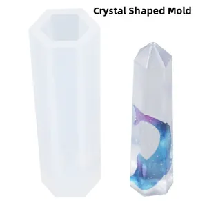 Macro view of crystal column silicone mold and finished star dolphin resin pendant