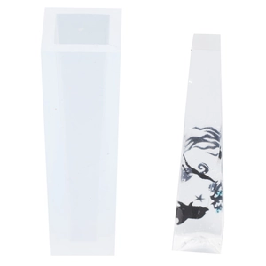 Detail of translucent silicone column mold with a finished resin craft casting
