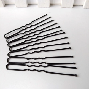 Lot de 10 épingles à cheveux noires ondulées en forme de U pour coiffures de mariage
