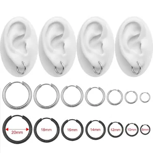Stainless Steel Hoop Earrings Round Wire Minimalist Cartilage Piercing Jewelry Fashion Punk Style Unisex