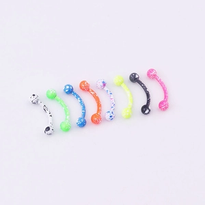 Set of 8 colorful paint splatter curved barbells stainless steel eyebrow rings