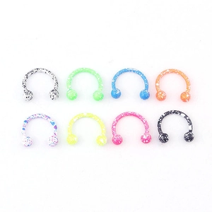 Horseshoe Septum Rings Stainless Steel Splatter Lacquered Ball Lip Piercing Hoop Jewelry For Men Women Body Accessories