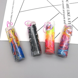 Girls Disposable Hair Ties Elastic Rubber Bands High Stretch Durable Kids Colorful Black Portable Cylinder Packaging