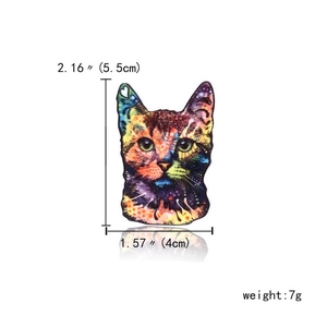 Detalles de tamaño del broche de gato de acrílico con 5,5 cm de alto y 4 cm de ancho