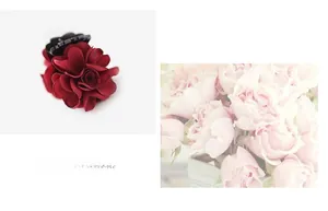 Close-up of a burgundy fabric rose hair claw clip with layered 3D floral petals