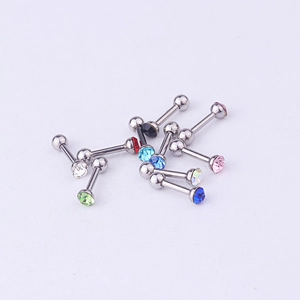 Set of 8 stainless steel screw back earrings with colorful round zircon gemstones