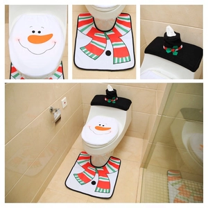 Détails de l'ensemble 3 pièces de décoration de toilette bonhomme de neige de Noël
