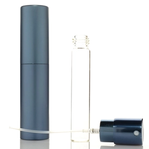 Detailed view of the disassembled 10ml travel perfume atomizer with its inner glass bottle