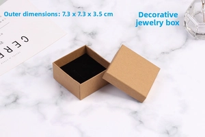 Detail of 7.3x7.3x3.5cm kraft paper jewelry box with black sponge insert for rings