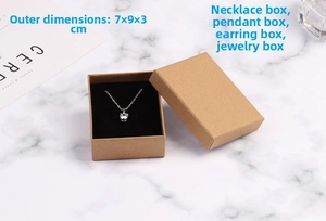 Kraft paper jewelry box 7x9x3cm with black foam insert showing silver necklace