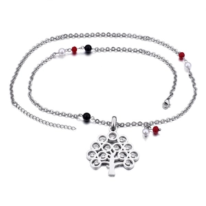 Collier arbre de vie argenté avec des perles colorées pour un cadeau de festival