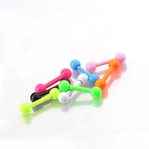 Neon painted stainless steel ear studs set in vibrant geometric colors for fashion styling