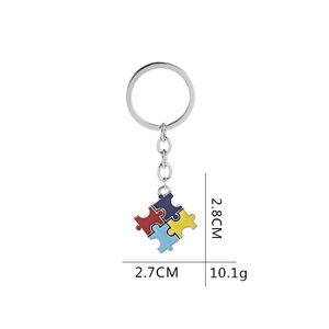 Four-piece colorful puzzle pendant necklace for best friends with stainless steel chain