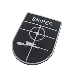 Detailed view of the 3D PVC Sniper morale patch with crosshair and rifle silhouette