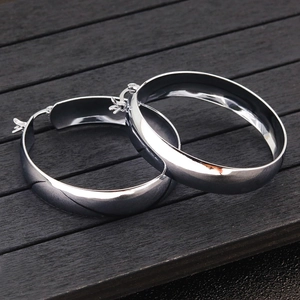 Chunky Hoop Earrings Titanium Steel Wide Edge High Polished Minimalist Geometric Statement Jewelry For Women