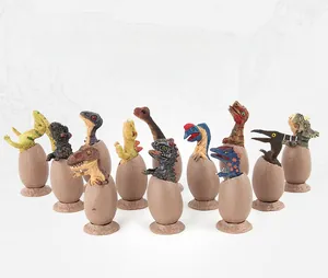 Set of 12 realistic cracked dinosaur hatching eggs with colorful dinosaur figures