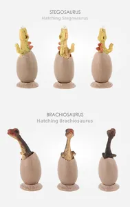 Detail view of Stegosaurus and Brachiosaurus hatching eggs with realistic skin textures
