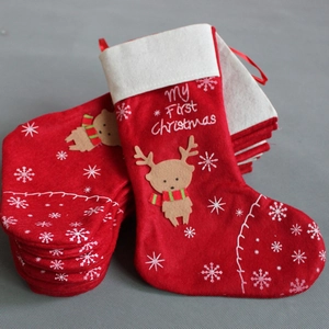 Christmas Stocking Felt Reindeer Snowflake Fireplace Hanging Decoration Gift Bag My First Christmas Festive Ornament
