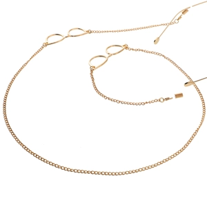 Non-slip gold metal glasses chain with fashion pendant charms and silicone loops