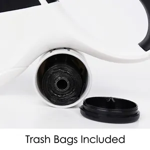 Laisse rétractable pour chien avec distributeur de sacs blancs et rouleau de sacs noirs
