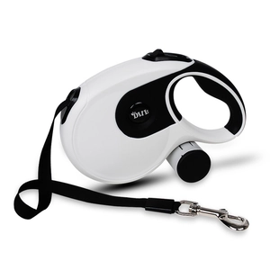 Laisse rétractable automatique pour chien avec poignée ergonomique et sac à déchets