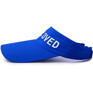 Blue quick-dry sun visor hat with LOVED print for men and women beach travel