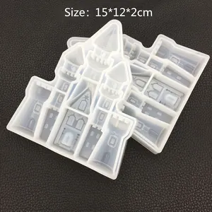 Translucent silicone castle mold for DIY crystal resin crafts, dimensions 15x12x2cm