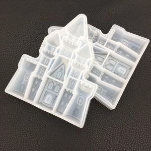 Detailed translucent castle silicone mold for DIY resin showing intricate architectural towers