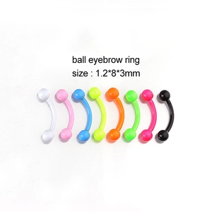 Eyebrow Ring Curved Barbell Stainless Steel Acrylic Ball Piercing Jewelry Multi Colored Neon Paint Body Decor Fashion
