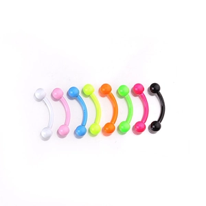 Classic curved eyebrow rings set in 8 vibrant neon colors for body piercing jewelry