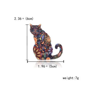 Tabla detallada que muestra 6cm de alto y 5cm de ancho para broche de gato acrílico